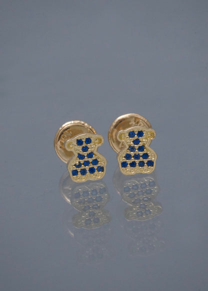 Topos Oso Th con Swarovski Azul 0.8gr / 0.6cm / 4.8mm — Oro Amarillo