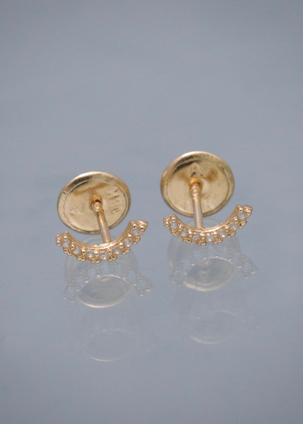 Topos con Swarovski Blanco 0.5gr / 0.7cm / 2.9mm — Oro Amarillo