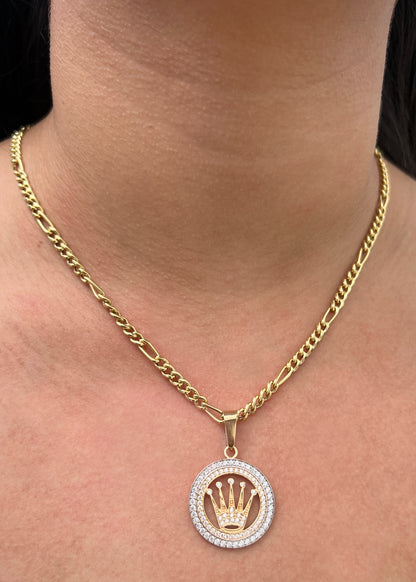 Dije rx con swarovski blanco 5.2gr / Largo 3.7cm / Oro Amarillo Nac P