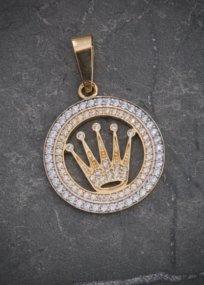 Dije rx con swarovski blanco 5.2gr / Largo 3.7cm / Oro Amarillo Nac P