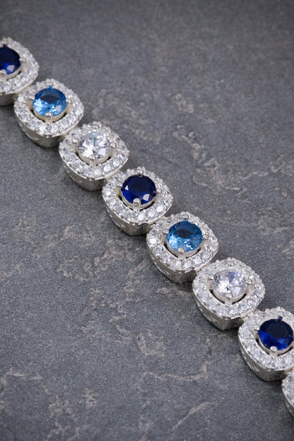 Pulso Tenis con Swarovski Azul y Blanco 21.4gr / 18cm / 7.7mm — Plata 925
