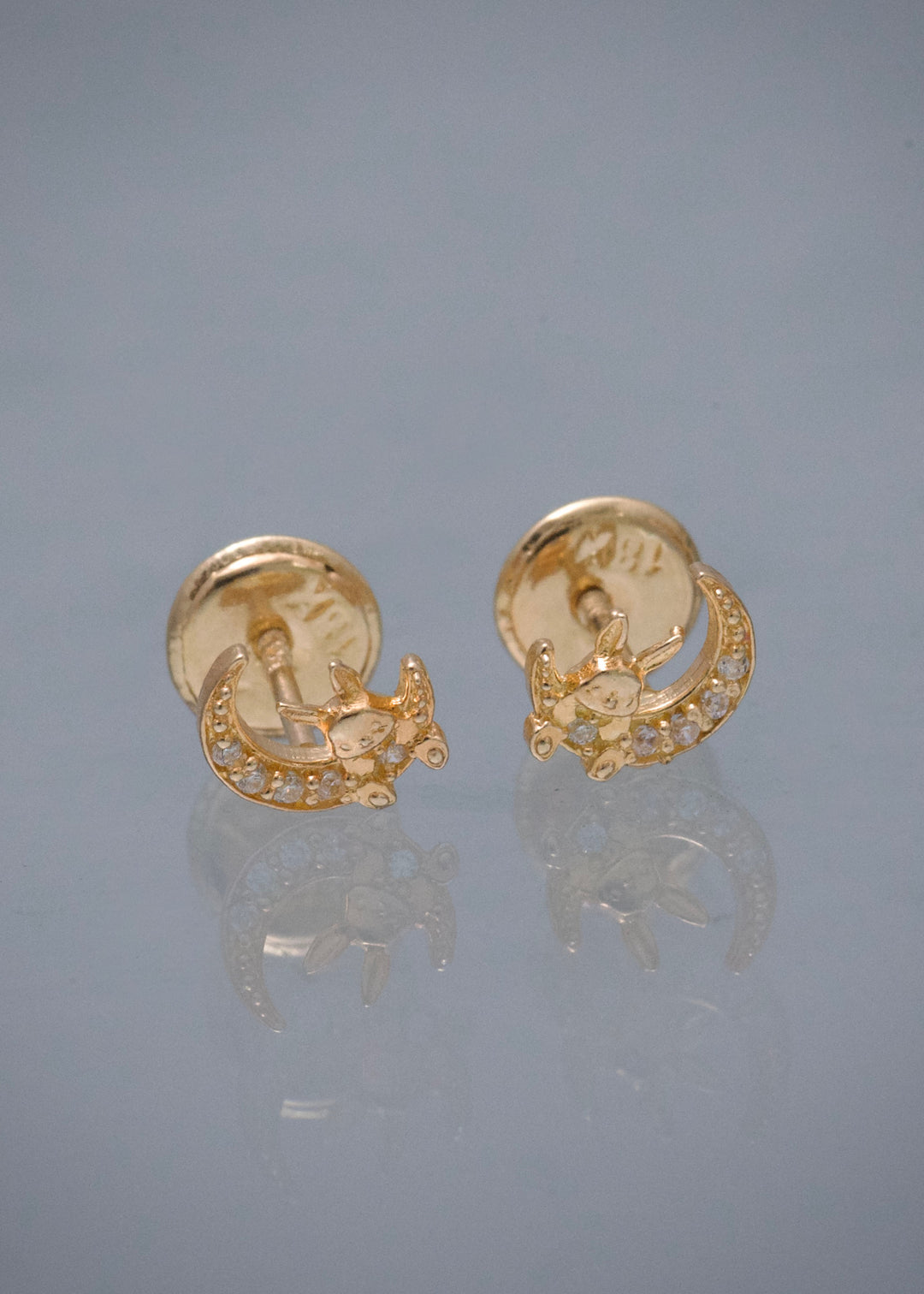 Topos Luna con Swarovski Blanco 0.7gr / 0.6cm / 0.5mm — Oro Amarillo