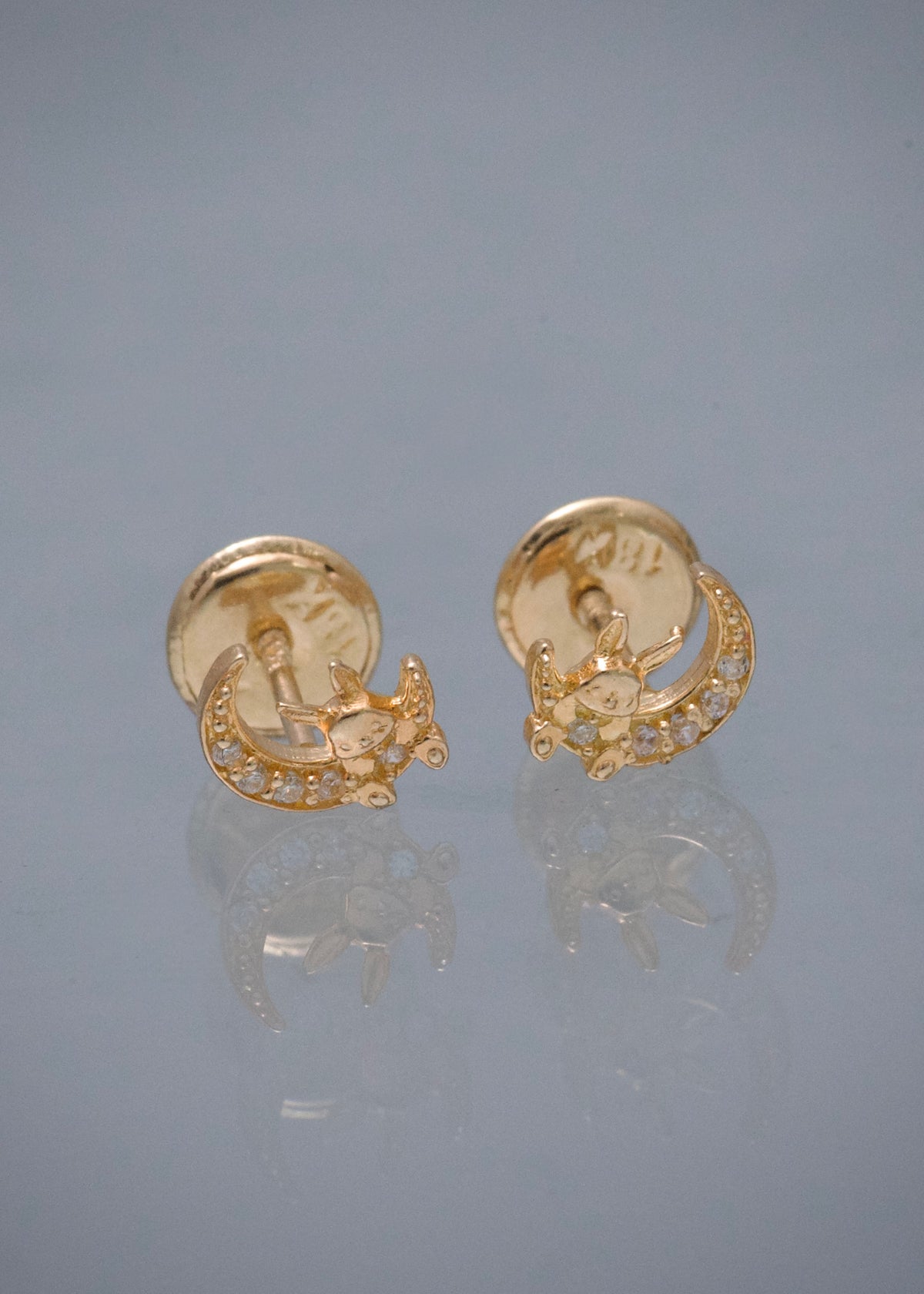Topos Luna con Swarovski Blanco 0.7gr / 0.6cm / 0.5mm — Oro Amarillo
