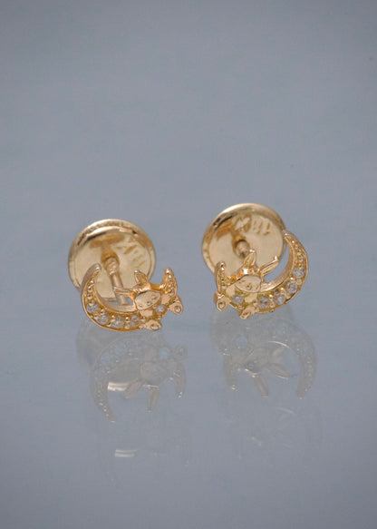 Topos Luna con Swarovski Blanco 0.7gr / 0.6cm / 0.5mm — Oro Amarillo