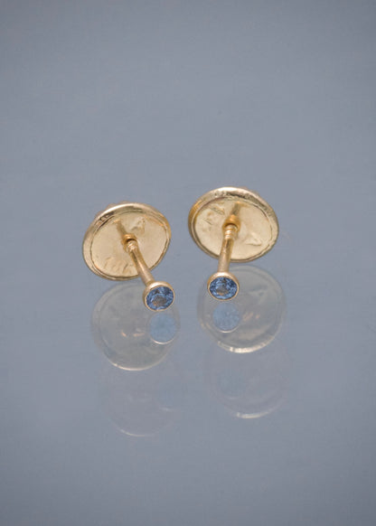 Topos Circulo con Swarovski Azul 0.35gr / 0.2cm / 2mm — Oro Amarillo