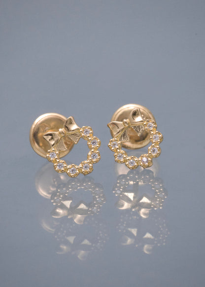 Topos Moño con Swarovski Blanco 0.8gr / 0.6cm / 6.3mm — Oro Amarillo