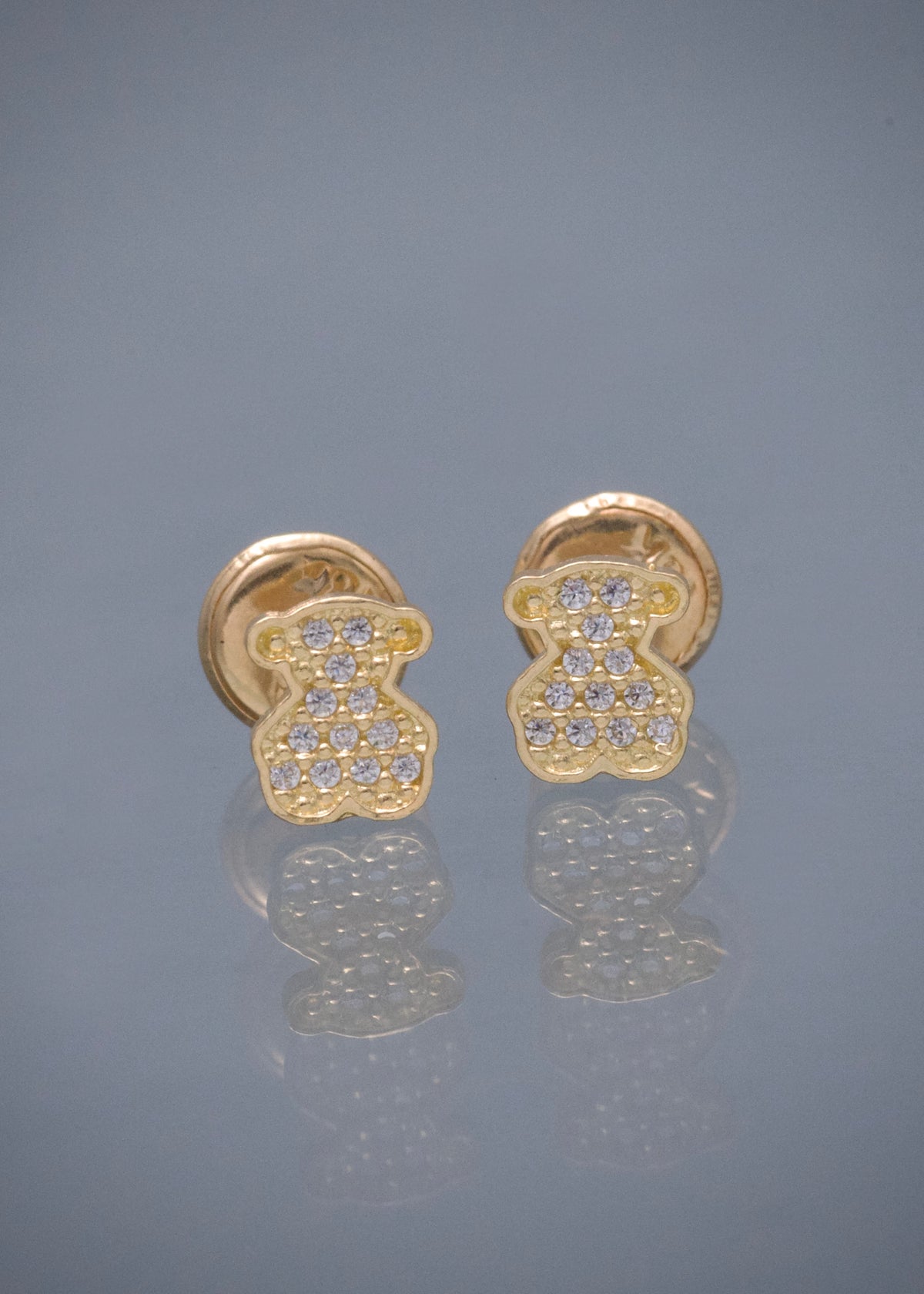 Topos Oso Th con Swarovski Blanco 0.85gr / 0.6cm / 4.8mm — Oro Amarillo