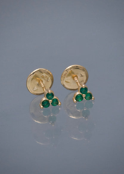 Topos con Swarovski Verde 0.5gr / 0.4cm / 4mm — Oro Amarillo