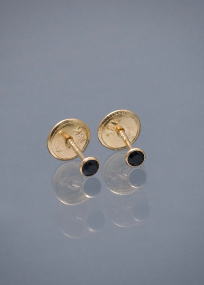 Topos Circulo con Swarovski Negro 0.3gr / 0.2cm / 2mm — Oro Amarillo