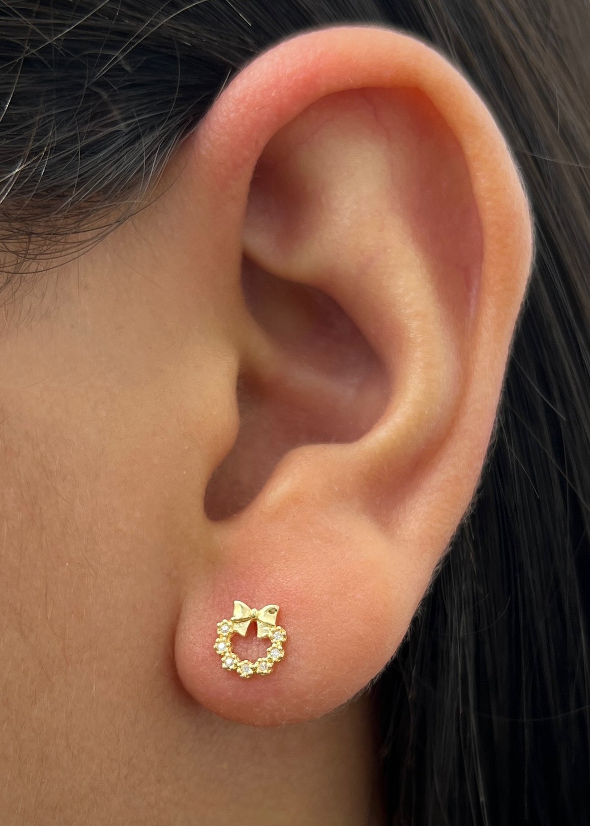 Topos Moño con Swarovski Blanco 0.8gr / 0.6cm / 6.3mm — Oro Amarillo