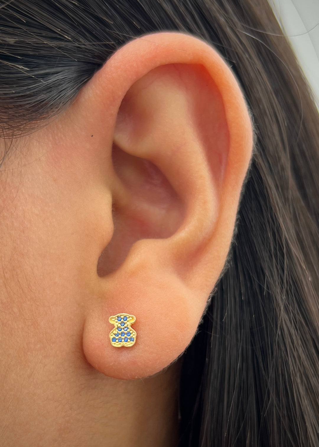 Topos Oso Th con Swarovski Azul 0.8gr / 0.6cm / 4.8mm — Oro Amarillo