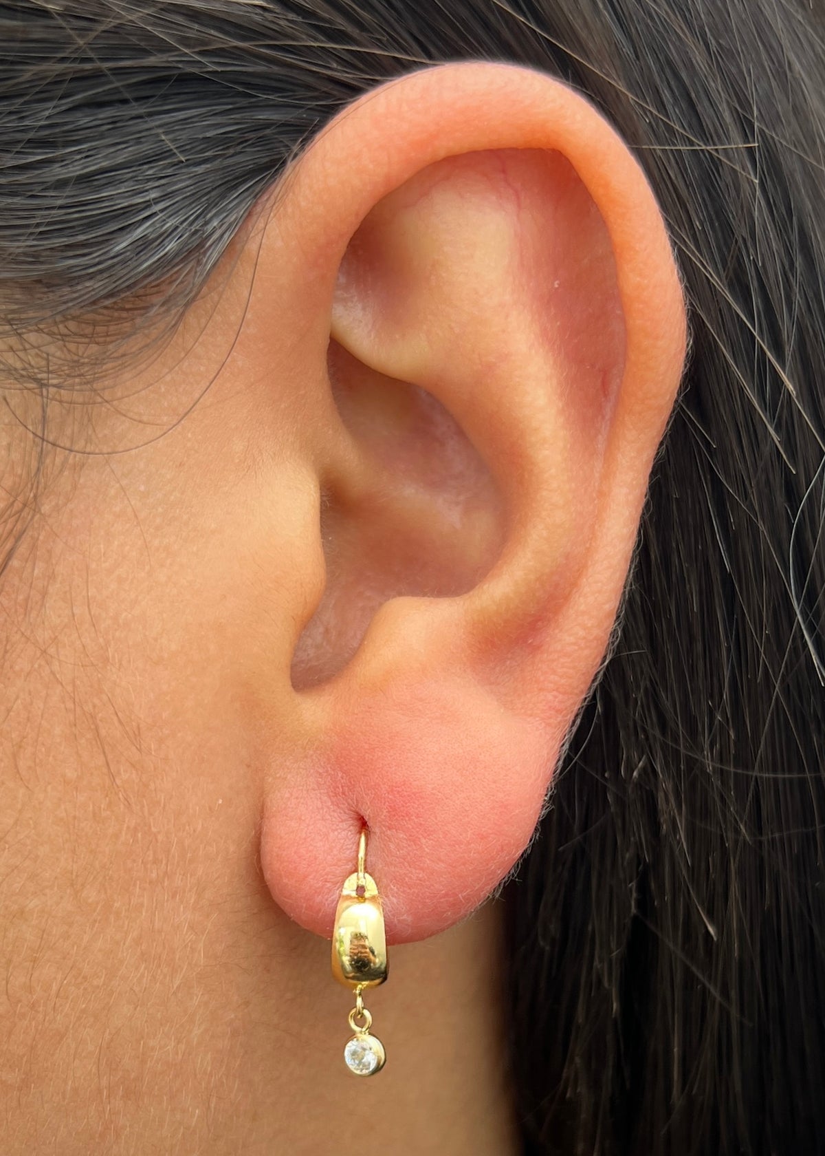 Candongas con Swarovski Blanco 0.75gr / 1.8cm / 4.1mm — Oro Amarillo
