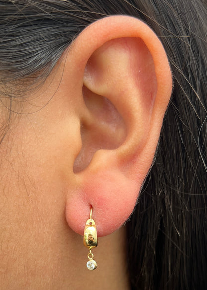 Candongas con Swarovski Blanco 0.75gr / 1.8cm / 4.1mm — Oro Amarillo