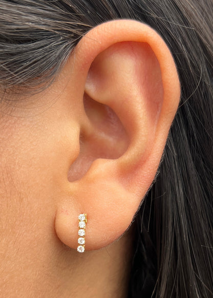 Topos con Swarovski Blanco 0.7gr / 1cm / 1.8mm — Oro Amarillo