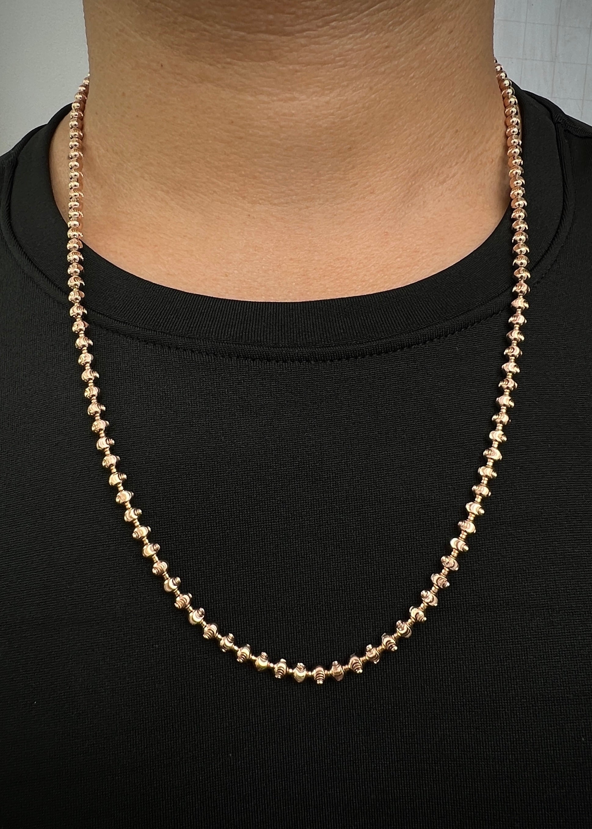 Cadena militar diamantada luna 4mm 25.2gr / Largo 60cm / Oro Rosado (Joya) B