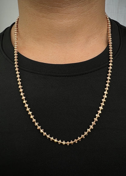 Cadena militar diamantada luna 4mm 25.2gr / Largo 60cm / Oro Rosado (Joya) B