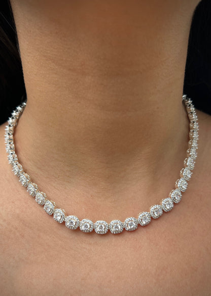 Cadena tenis con swarovski blanco 49.05gr / Largo 42cm / Plata B