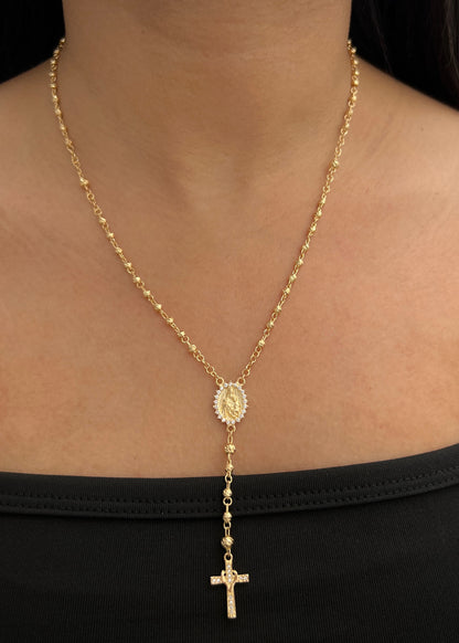 Rosario Virgen del Carmen con Swarovski 9.75gr / 45cm / 3mm — Oro Amarillo
