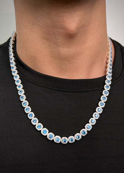 Cadena tenis con swarovski blanco y azul 63.95gr / Largo 58cm / Plata B