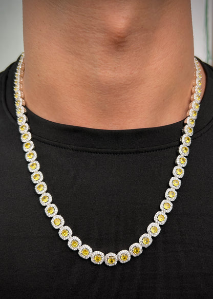 Cadena tenis con swarovski amarillo y blanco 68.4gr / Largo 58cm / Plata B