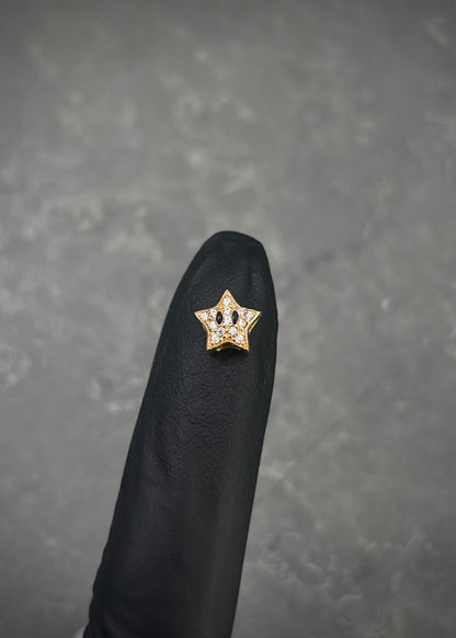 Herraje estrella con swarovski blanco 0.7gr / Largo 0.8cm / Oro Amarillo Nac B
