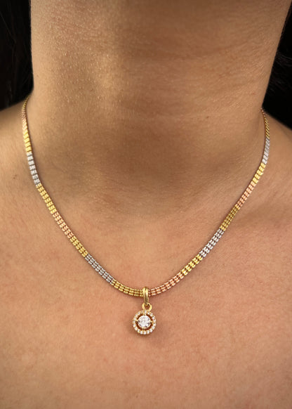Set Cadena canutillo Dije swarovski blanco 8,2gr / Largo 45cm / Tres Oros B