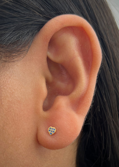 Topos Corazon con Swarovski Azul 0.5gr / 0.4cm / 3.8mm — Oro Amarillo