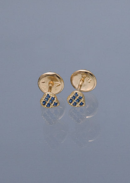 Topos Corazon con Swarovski Azul 0.5gr / 0.4cm / 3.8mm — Oro Amarillo
