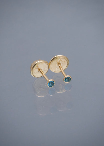 Topos Circulo con Swarovski Azul 0.35gr / 0.2cm / 2mm — Oro Amarillo