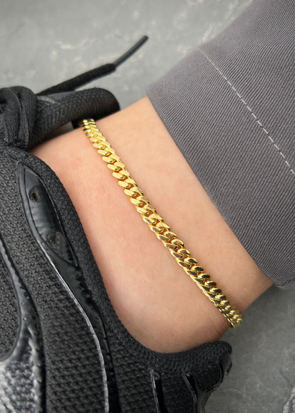 Tobillera cubana 24.35gr / Largo 27cm / Oro Amarillo Nac M