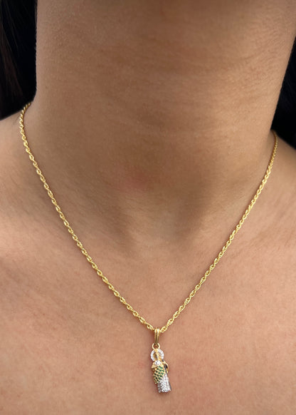 Dije San Judas con Swarovski Verde y Blanco 1.45gr / 2.3cm / 6mm — Oro Amarillo