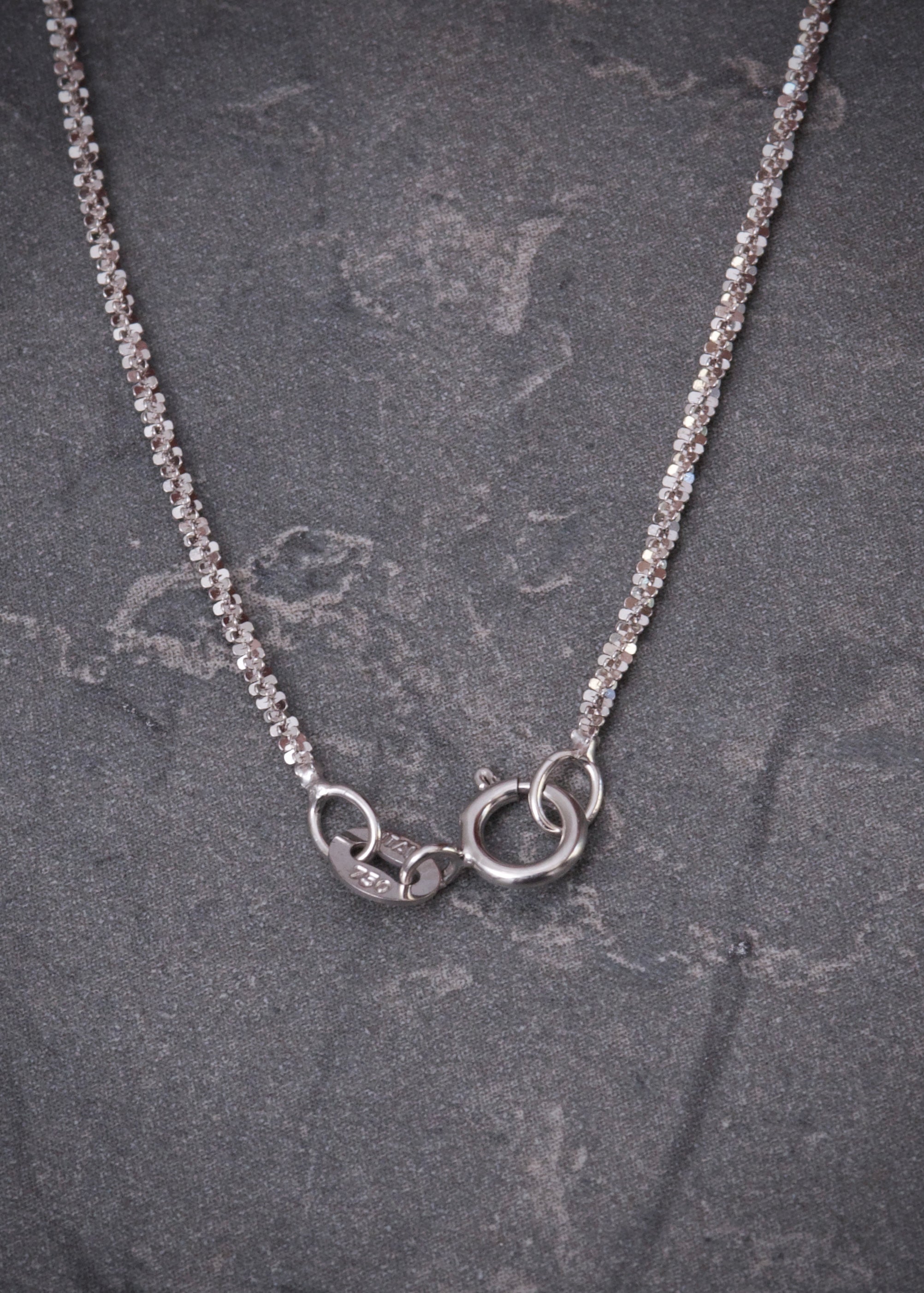 Cadena diamantada 2.25gr / Largo 50cm / Oro Blanco italy +3 P