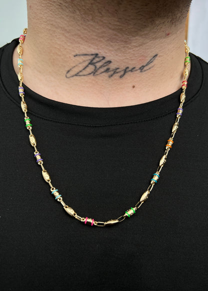 Cadena Rx con Cauchos Multicolor 14gr / 60cm / 4.6mm — Oro Amarillo