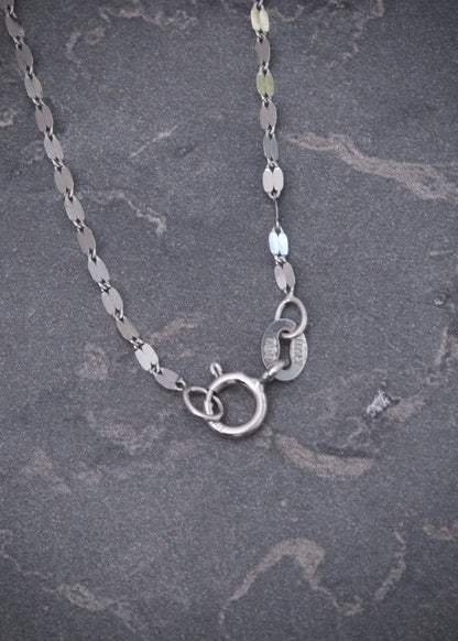 Cadena flor espejo 1.05gr / Largo 50cm / Oro Blanco italy +3 P