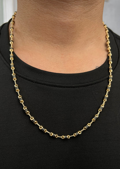 Cadena Rustica Caucho Negro 15.15gr / 60cm / 4.4mm — Oro Amarillo