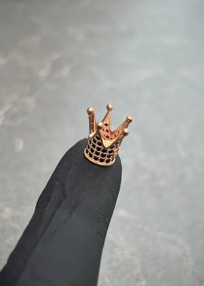 Herraje Corona con Swarovski Negro 1.4gr / 0.9cm / 10mm — Oro Rosado