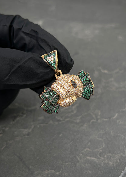 Dije Dinero con Swarovski Verde y Blanco 7.8gr / 3cm / 30mm — Oro Amarillo