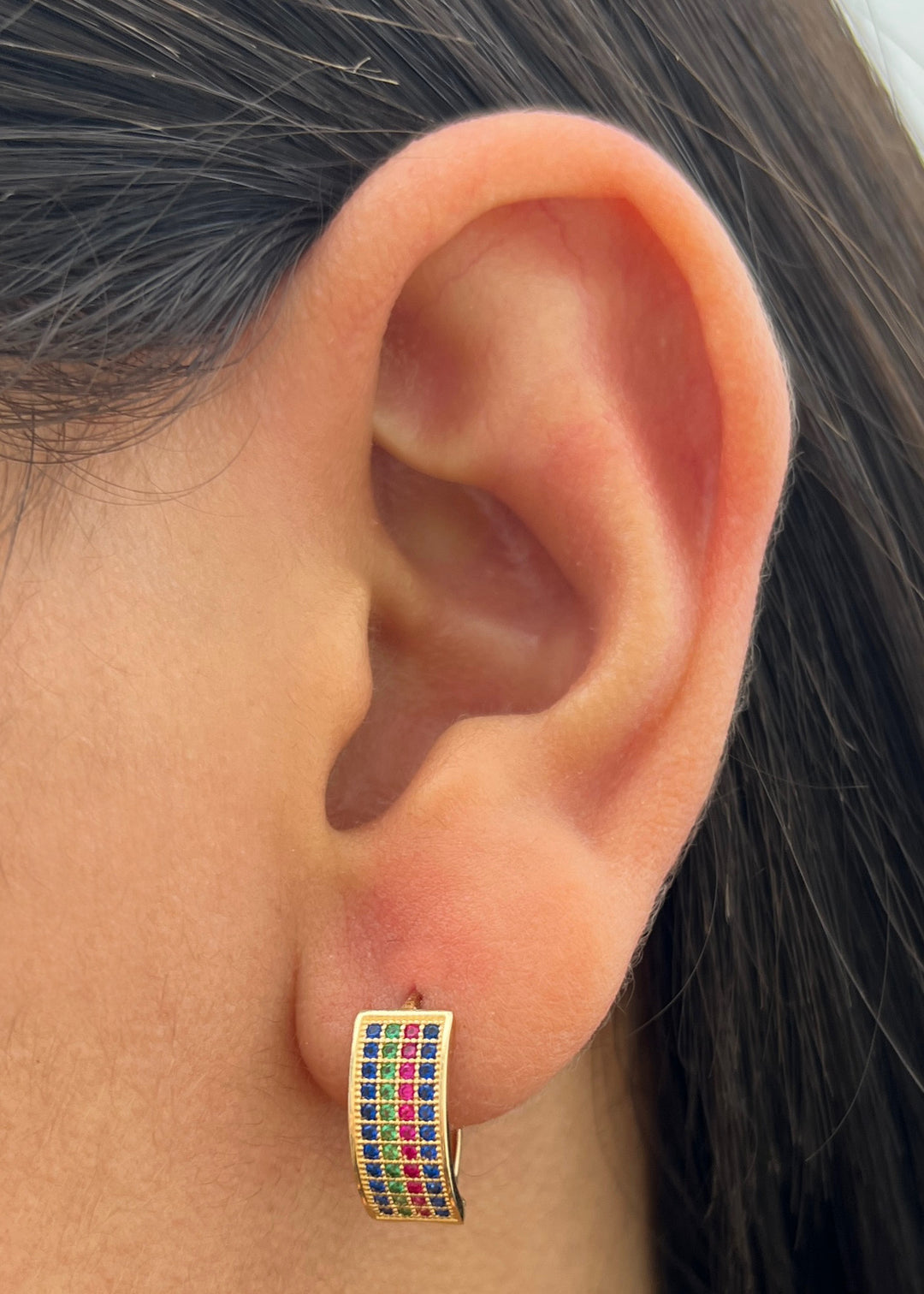 Candongas con Swarovski Multicolor 2.9gr / 1.4cm / 6mm — Oro Amarillo