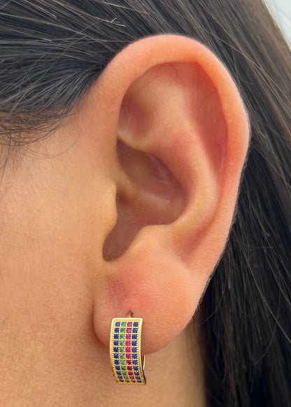 Candongas con Swarovski Multicolor 2.9gr / 1.4cm / 6mm — Oro Amarillo
