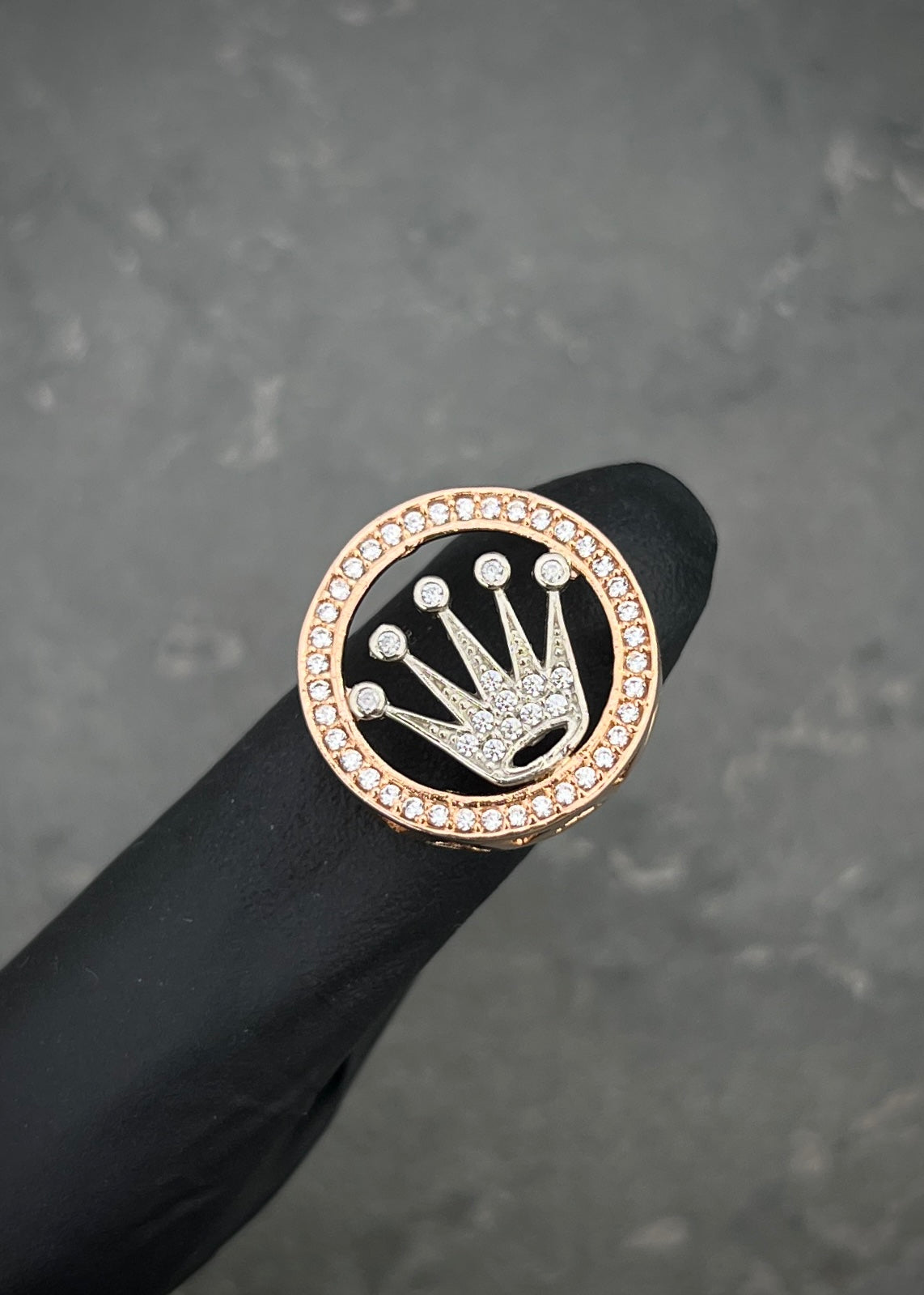 Herraje corona rx con swarovski blanco 3.05gr / Largo 1.7cm / Dos Oros Nac B