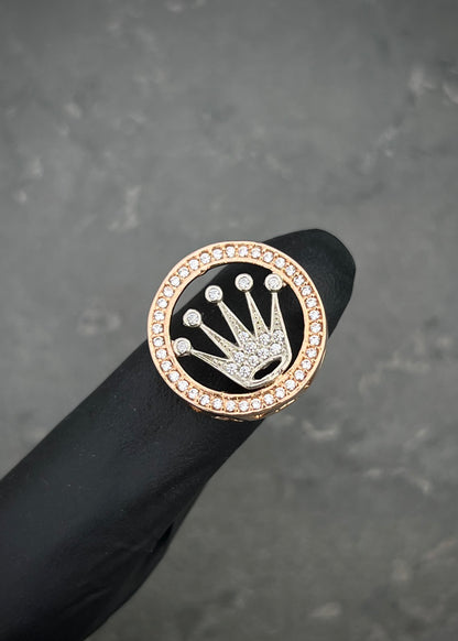 Herraje corona rx con swarovski blanco 3.05gr / Largo 1.7cm / Dos Oros Nac B