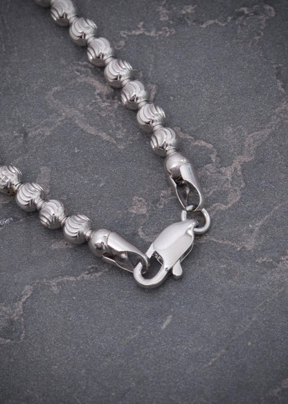 Cadena militar diamantado luna 4mm 21.6gr / Largo 50cm / Oro Blanco (Joya)*