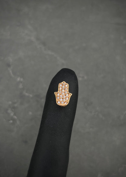 Herraje mano hs con swarovski blanco 1.95gr / Largo 1cm / Oro Rosado Nac B