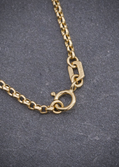 Cadena lucky clover piedra negra 4gr / Largo 50cm / Oro Amarillo italy cte M