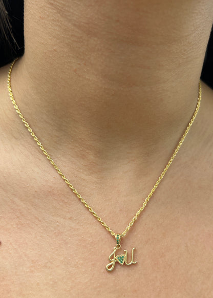 Dije con Swarovski Verde 1.3gr / 1.7cm / 15mm — Oro Amarillo