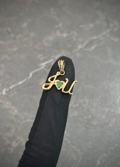 Dije con Swarovski Verde 1.3gr / 1.7cm / 15mm — Oro Amarillo