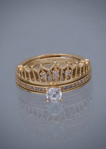 Solitario con Swarovski blanco 4.45gr / TALLA 6 1/2 / Oro Amarillo Nac M