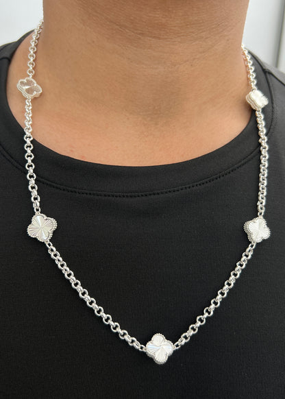 Cadena Lucky Clover Diamantada 19.75gr / 60cm / 14mm — Plata 925