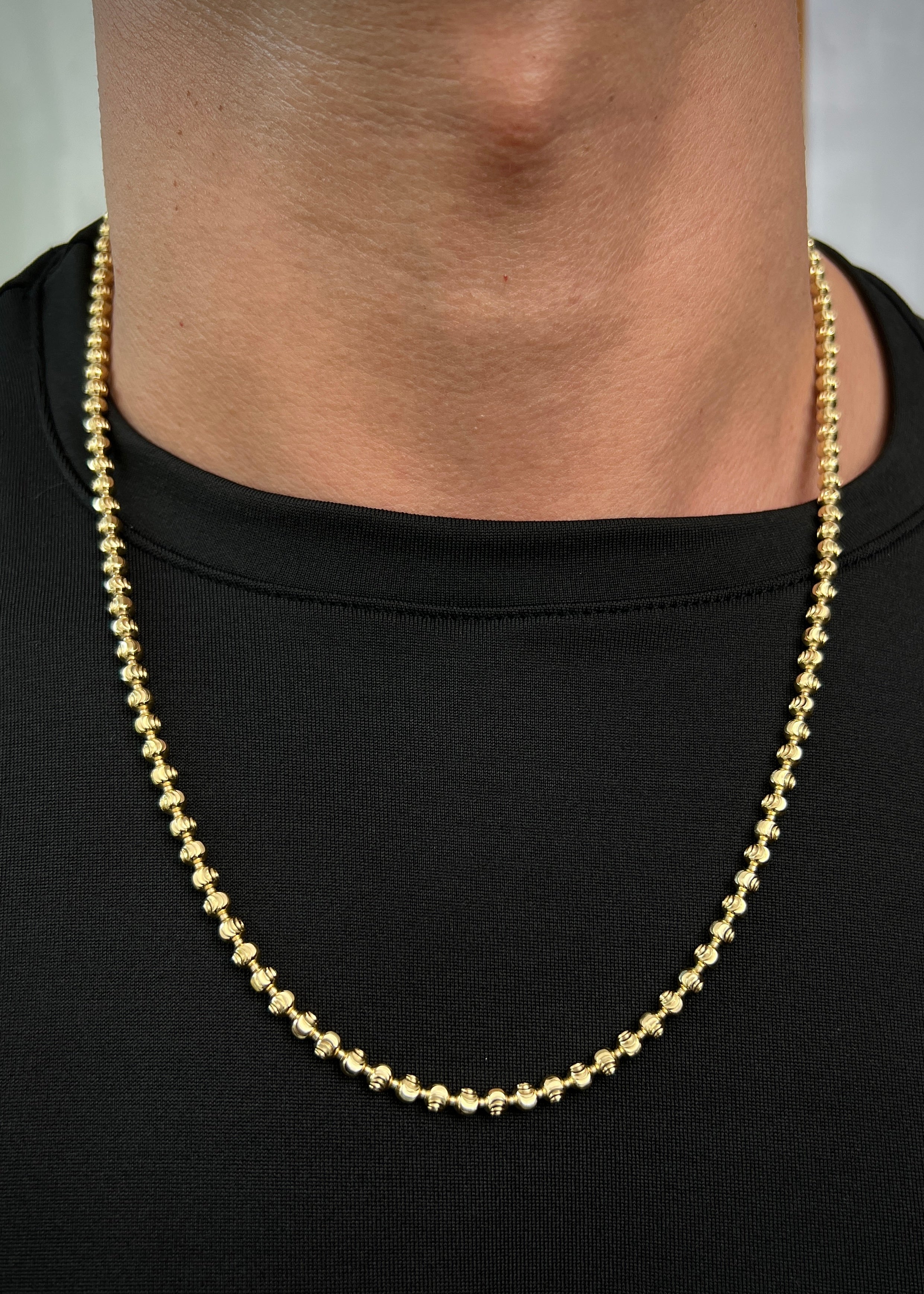 Cadena militar diamantada luna 4mm 25.95gr / Largo 60cm / Oro Amarillo (Joya) B