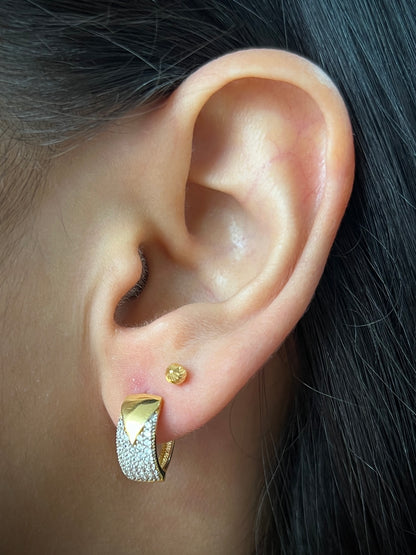 Candongas con swarovski blanco 3.5gr / Largo 1.3cm / Oro Amarillo italy +3 P
